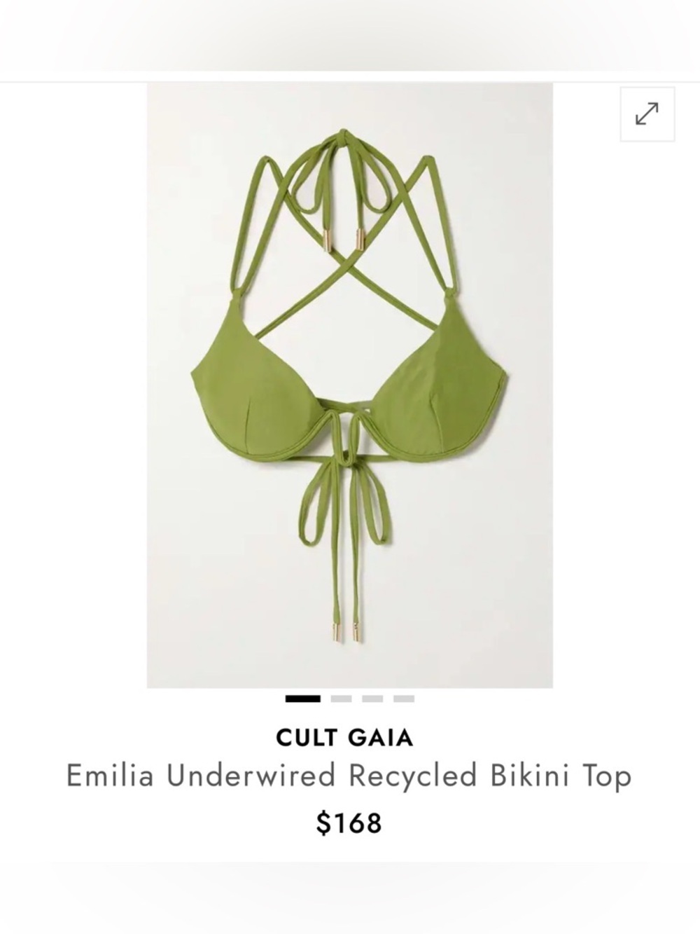 NWT cult gaia Olive Green Underwire Halter Bikini Top - Picture 4 of 8